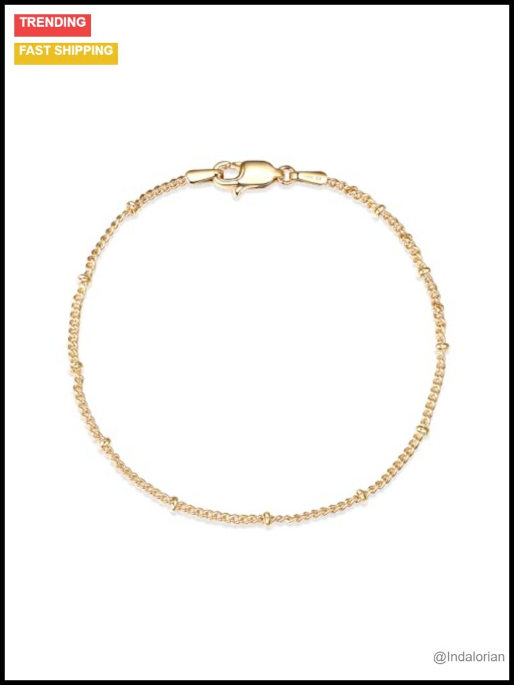 14K Gold Filled Dainty Satellite Bead Bracelet, Women's Link Chain,